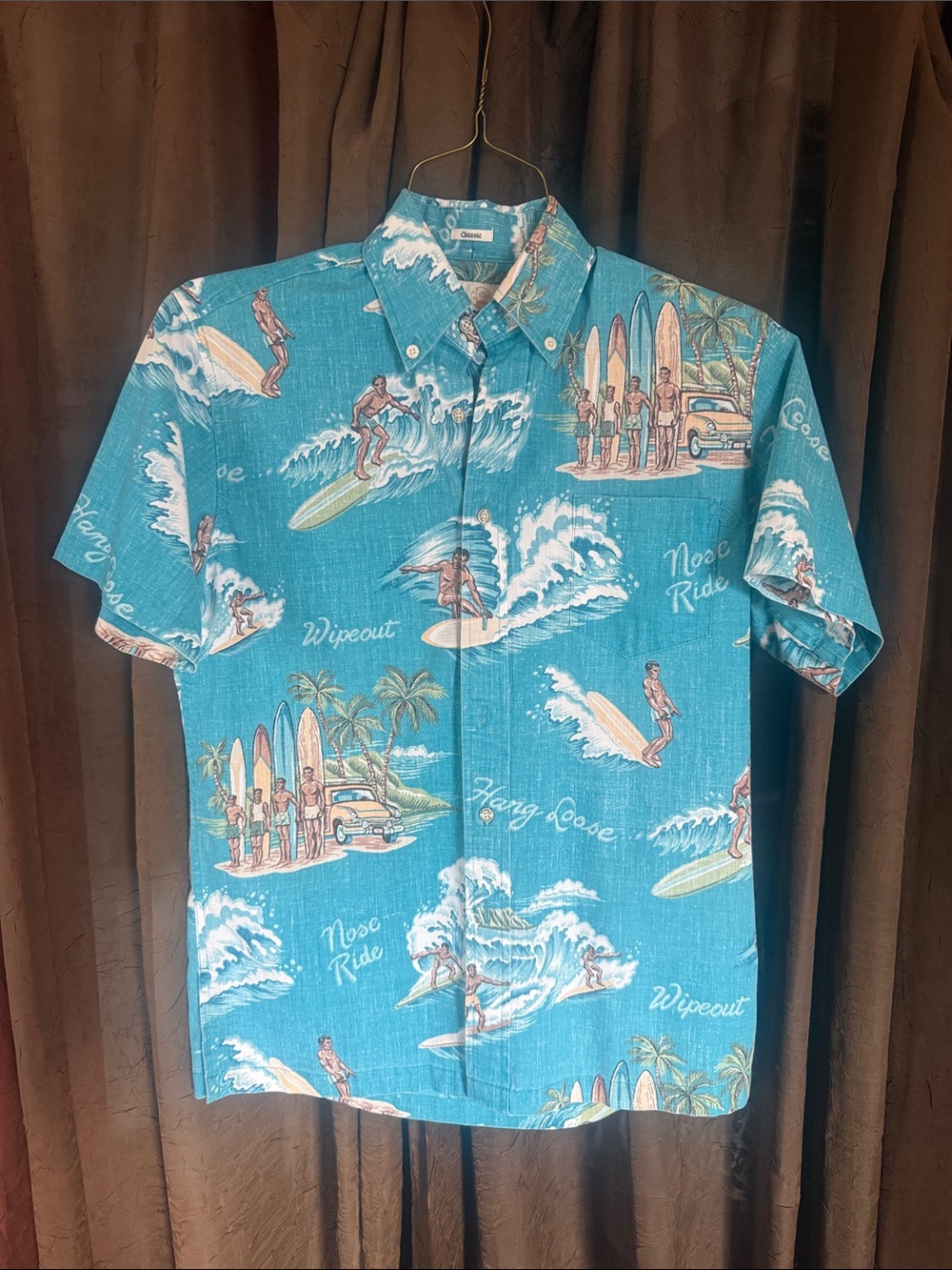 reyn spooner Teal Surf Scene Short-Sleeve Button-Down Shirt